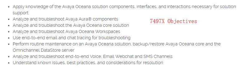 Avaya ACSS 7497X Exam Objectives