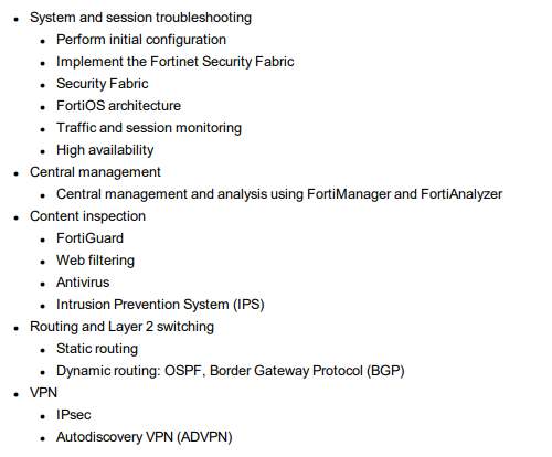 Fortinet NSE7_EFW-6.4 exam topics