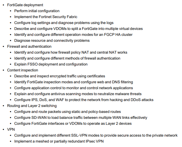 Fortinet NSE 4 NSE4_FGT-7.0 exam topics