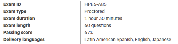 HPE6-A85 exam overview